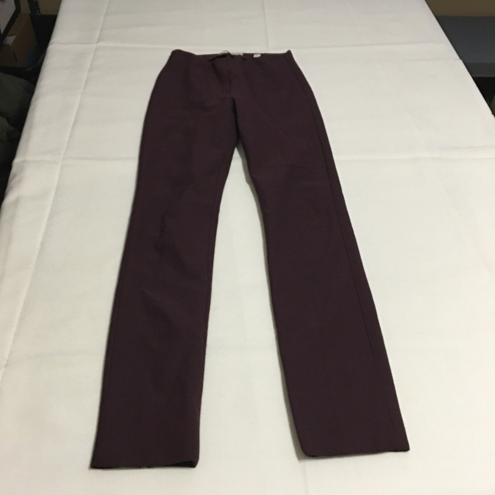 Vince Trousers Womens XXS Burgundy Side Zip Ankle Slit Slim Leg